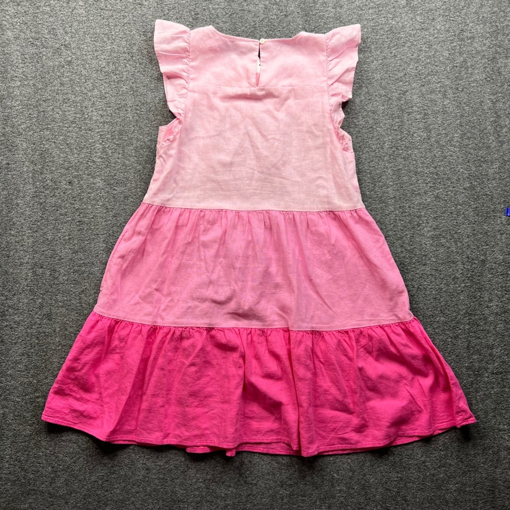 J.Crew Mini Dress Womens 0 Pink Tiered Ombre Ruffle Linen Blend BI373 NWT